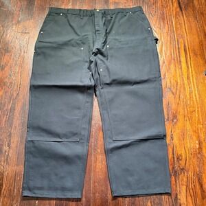Carhartt B01 Pants Mens 50x30 Black Loose Straight Firm Duck Double Knee Work